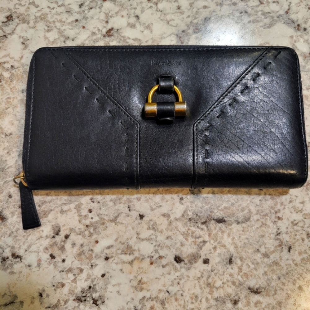 SOLD!! YVES SAINT LAURENT Muse Leather Long Wallet